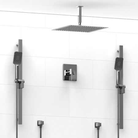 Riobel -½’’ coaxial 3-way system with 2 hand shower rails and shower head - KIT#7745