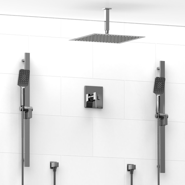 Riobel -½’’ coaxial 3-way system with 2 hand shower rails and shower head - KIT#7745