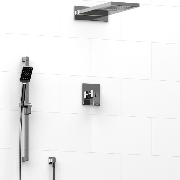 Riobel -½’’ coaxial 3-way system with hand shower rail and rain and cascade shower head - KIT#8045