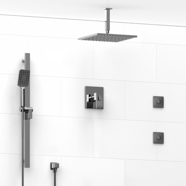 Riobel -½’’ coaxial system with hand shower rail, 2 body jets and shower head – KIT#8145