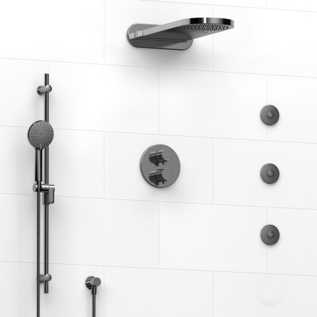 Riobel -Type T/Pdouble coaxial system with hand shower rail, 3 body jets and cascade shower heads - KIT#8146