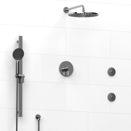 Riobel -½’’ coaxial system with hand shower rail, 2 body jets and shower head - KIT#8545