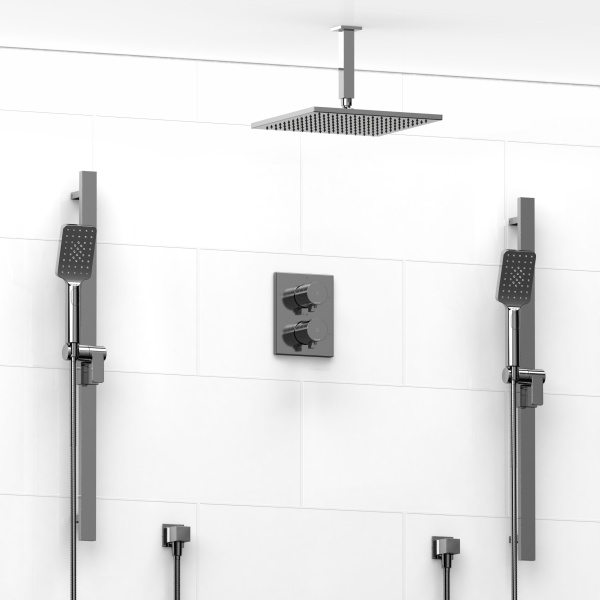 Riobel -double coaxial system with 2 hand shower rail and shower head – KIT#8546