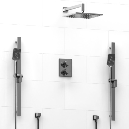 Riobel -double coaxial system with 2 hand shower rail and shower head - KIT#8546