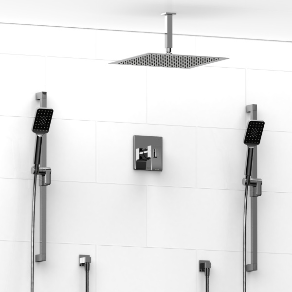 Riobel -½’’ coaxial 3-way system with 2 hand shower rails and shower head - KIT#8745
