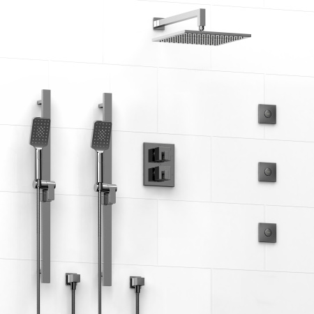 Riobel -double coaxial system with 2 hand shower rail, 3 body jets and shower head - KIT#8746