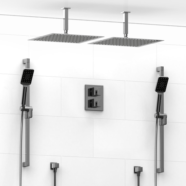 Riobel -double coaxial system with 2 hand shower rails and 2 shower heads - KIT#8846