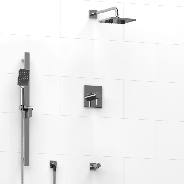 Riobel -½’’ coaxial 3-way system, hand shower rail, elbow supply, shower head and toe tester - KIT#9045PFTQ