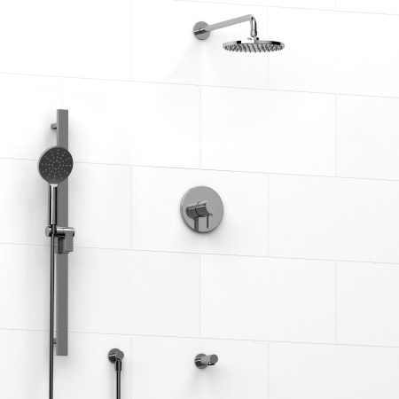 Riobel -½’’ coaxial 3-way system, hand shower rail, elbow supply, shower head and toe tester - KIT#9045PXTM