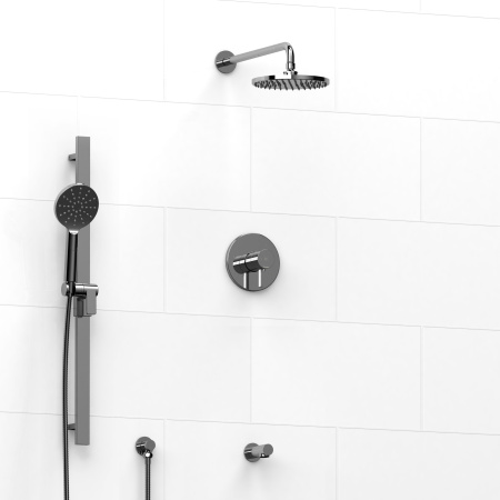 Riobel -½’’ coaxial 3-way system, hand shower rail, elbow supply, shower head and toe tester - KIT#9045SHTM
