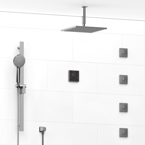 Riobel -¾” electronic system with hand shower rail, 4 body jets and shower head – KIT#91IS