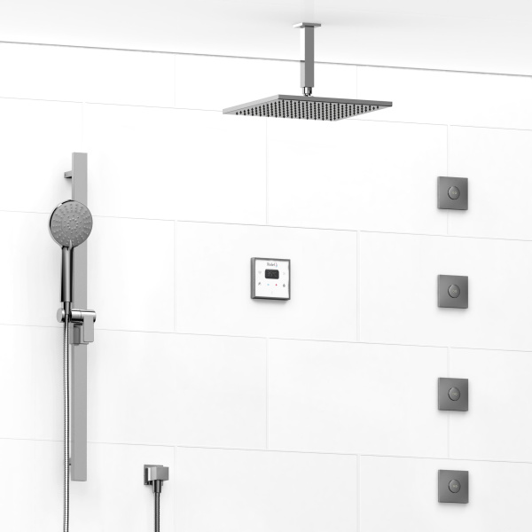 Riobel -¾” electronic system with hand shower rail, 4 body jets and shower head – KIT#91IS