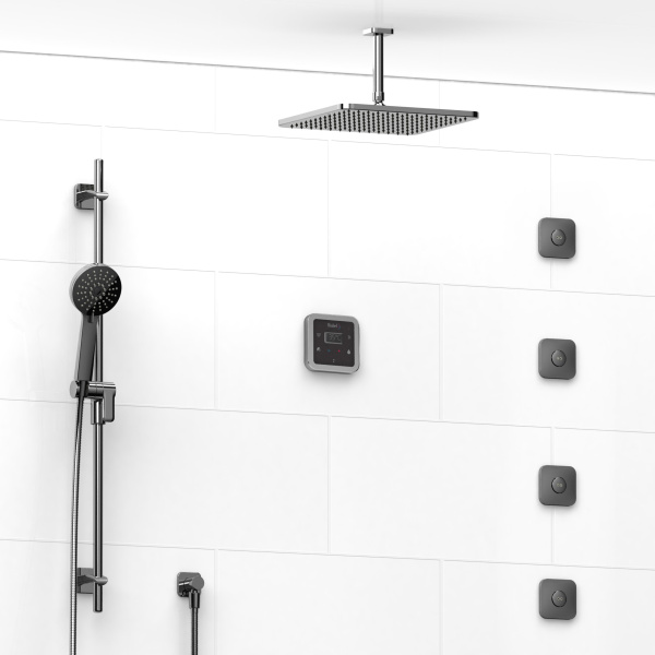 Riobel -¾” electronic system with hand shower rail, 4 body jets and shower head – KIT#91ISSA