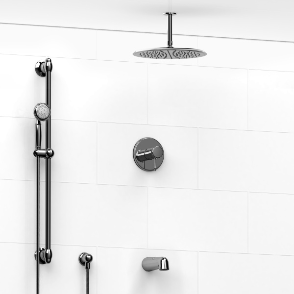 Riobel -½’’ coaxial 3-way system with hand shower rail, shower head and spout – KIT#9245