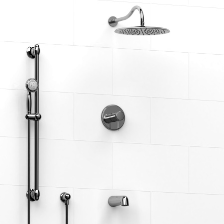 Riobel -½’’ coaxial 3-way system with hand shower rail, shower head and spout - KIT#9245