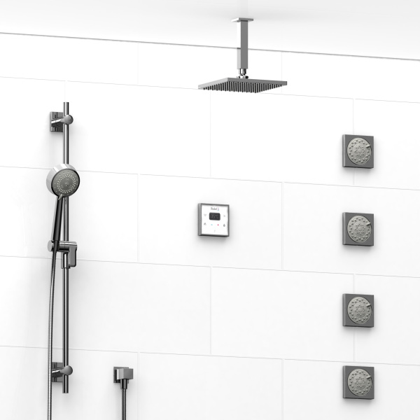 Riobel -¾” electronic system with hand shower rail, 4 body jets and shower head – KIT#92IS