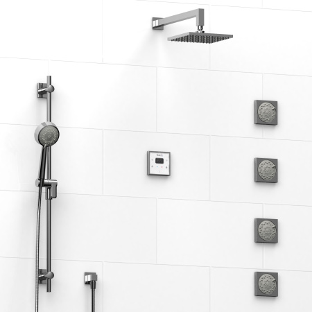Riobel -¾" electronic system with hand shower rail, 4 body jets and shower head - KIT#92IS