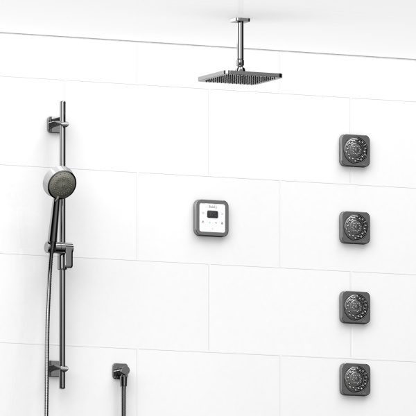 Riobel -¾” electronic system with hand shower rail, 4 body jets and shower head – KIT#92ISSA