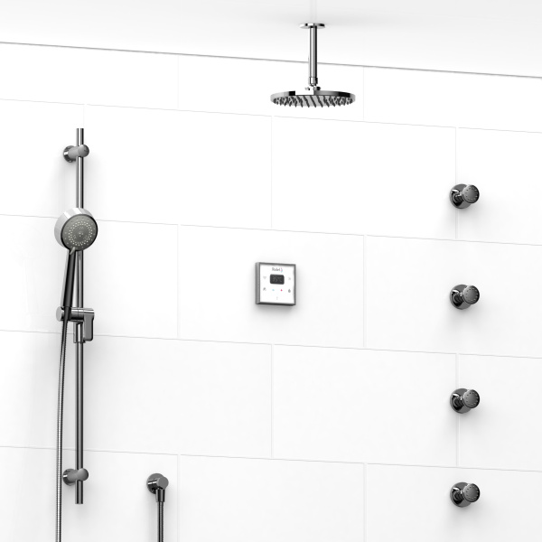 Riobel -¾” electronic system with hand shower rail, 4 body jets and shower head – KIT#93ISTM