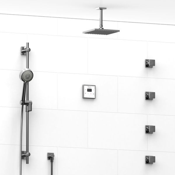 Riobel -¾” electronic system with hand shower rail, 4 body jets and shower head – KIT#93ISTQ