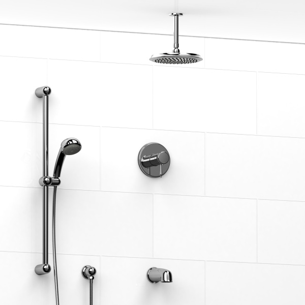 Riobel -½’’ coaxial 3-way system with hand shower rail, shower head and spout – KIT#1345RO