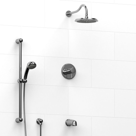 Riobel -½’’ coaxial 3-way system with hand shower rail, shower head and spout - KIT#1345RO