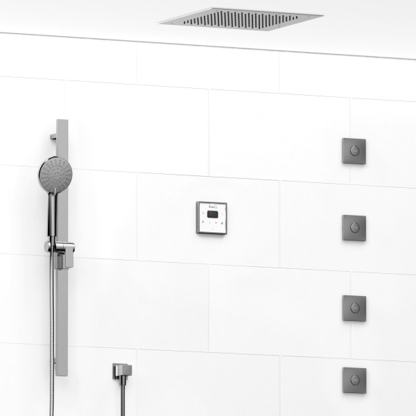 Riobel -¾” electronic system with hand shower rail, 4 body jets and shower head – KIT#90IS