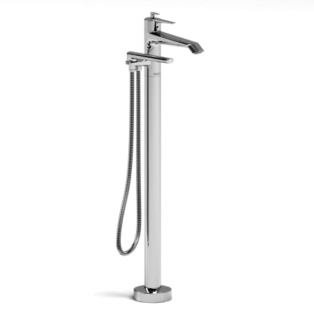 Riobel -2-way Type T (thermostatic) coaxial floor-mount tub filler with hand shower trim - TVY39C Chrome