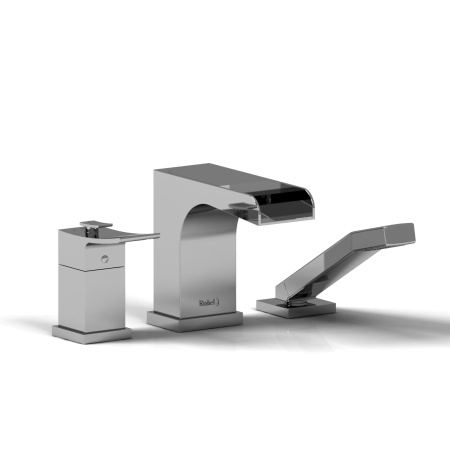 Riobel -3-piece coaxial deck-mount open spout tub filler w/ hand shower - ZOOP17