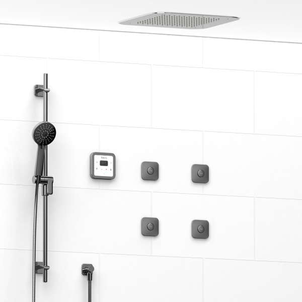 Riobel -¾” electronic system with hand shower rail, 4 body jets and shower head – KIT#90ISSA