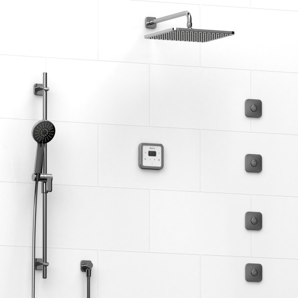 Riobel -¾” electronic system with hand shower rail, 4 body jets and shower head – KIT#91ISSA