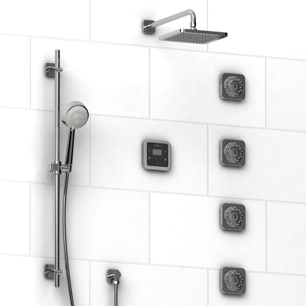 Riobel -¾” electronic system with hand shower rail, 4 body jets and shower head – KIT#92ISSA