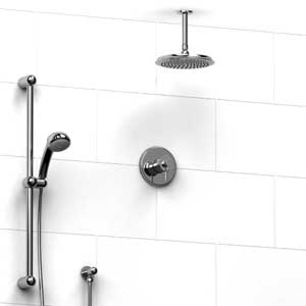 Riobel -½’’ coaxial system with hand shower rail and shower head  – KIT#343AT