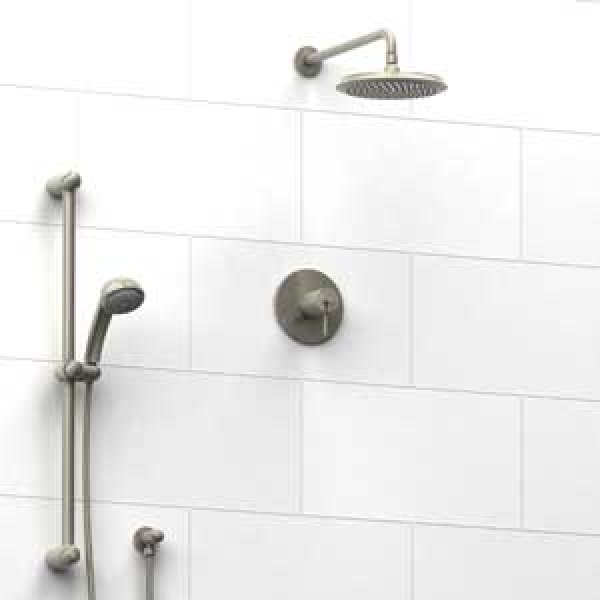 Riobel -½’’ coaxial system with hand shower rail and shower head  – KIT#343CS