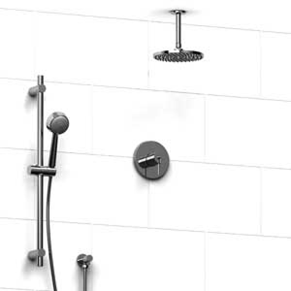 Riobel -½’’ coaxial system with hand shower rail and shower head  – KIT#343GS