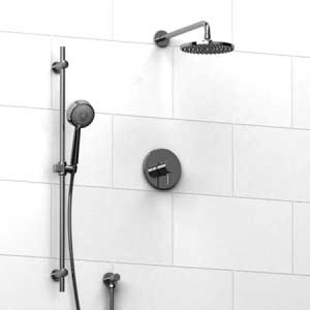 Riobel -½’’ coaxial system with hand shower rail and shower head  - KIT#343PATM