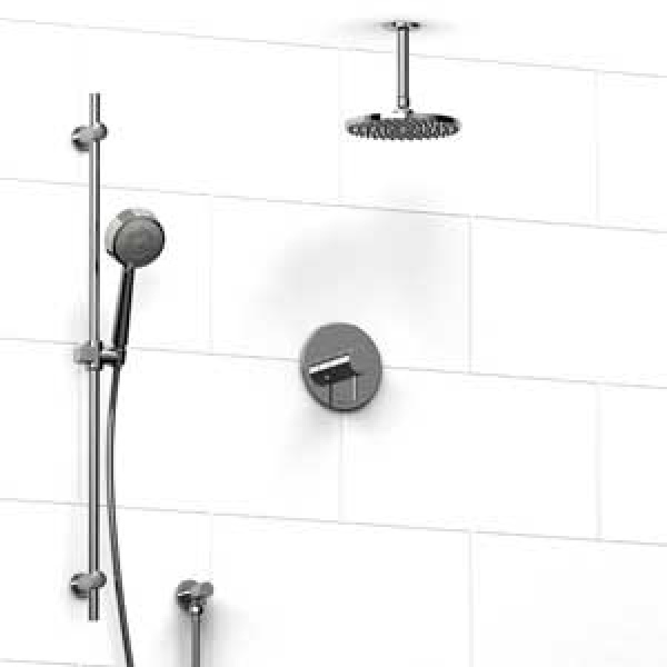 Riobel -½’’ coaxial system with hand shower rail and shower head  – KIT#343PATM