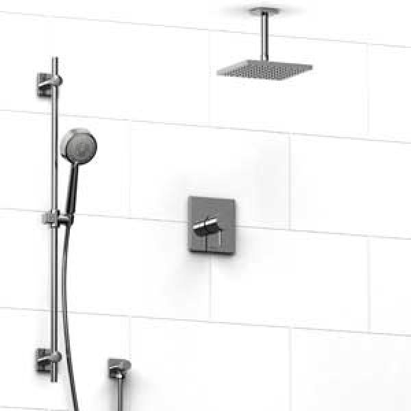 Riobel -½’’ coaxial system with hand shower rail and shower head  – KIT#343PATQ