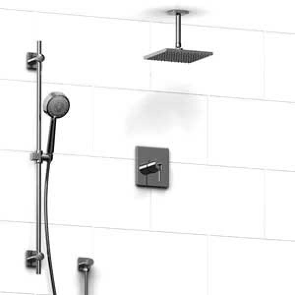 Riobel -½’’ coaxial system with hand shower rail and shower head  – KIT#343TQ